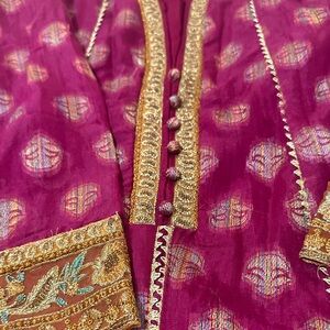 Embroidered Magenta Kurta with Gold Accents